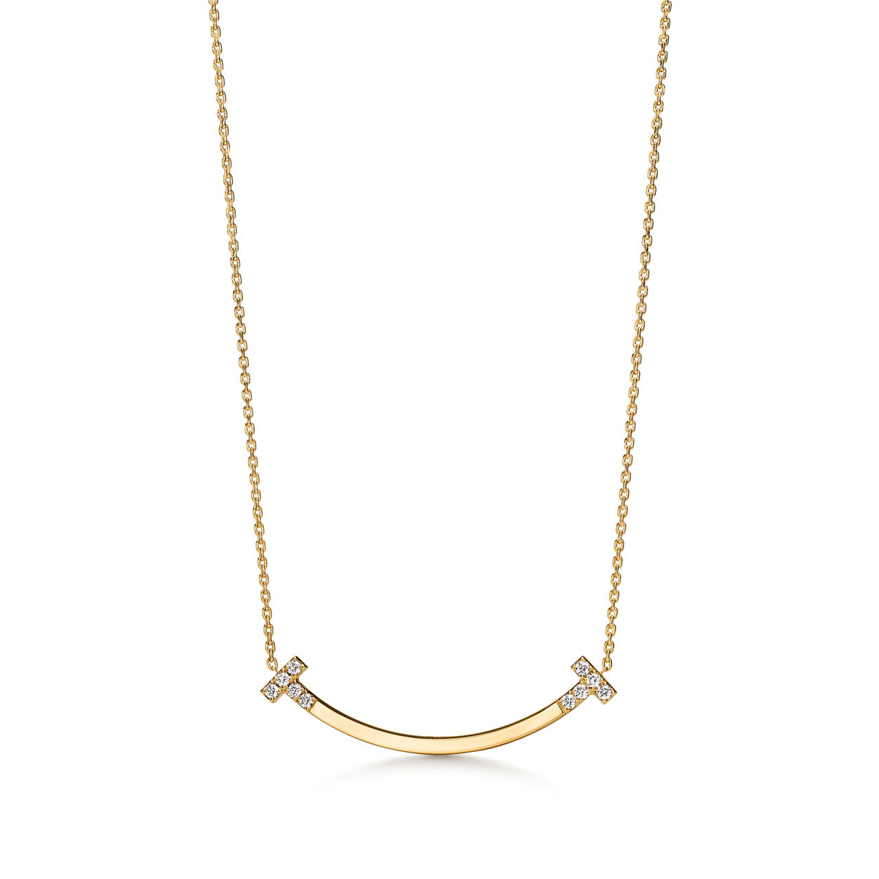 Tiffany T:Smile Medium Pendant in Yellow Gold with Diamonds image number 0