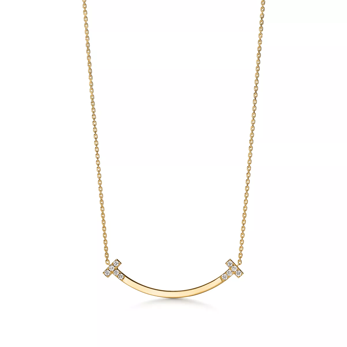 Colgante Smile mediano de oro amarillo con diamantes