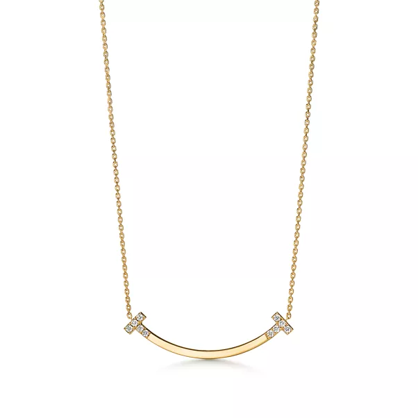 Smile mittelgroßer Anhänger in Gelbgold mit Diamanten