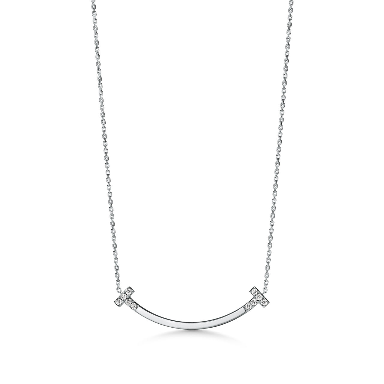 Tiffany T:Smile Medium Pendant in White Gold with Diamonds image number 0