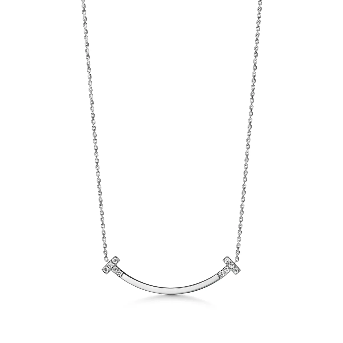 Smile Medium Pendant in White Gold with Diamonds