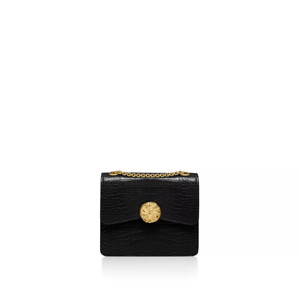 Borsa Ribbons a spalla in pelle di alligatore, media