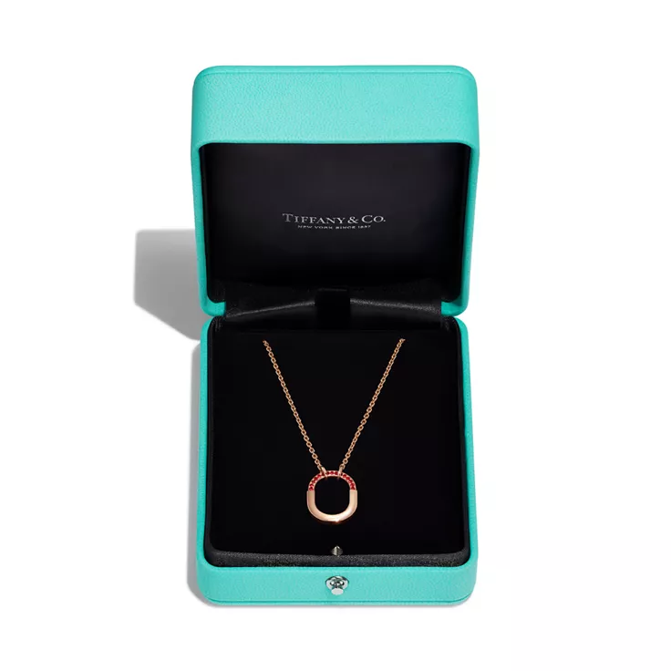 Tiffany Lock:Kleiner Anhänger in Roségold mit Rubinen, 5
