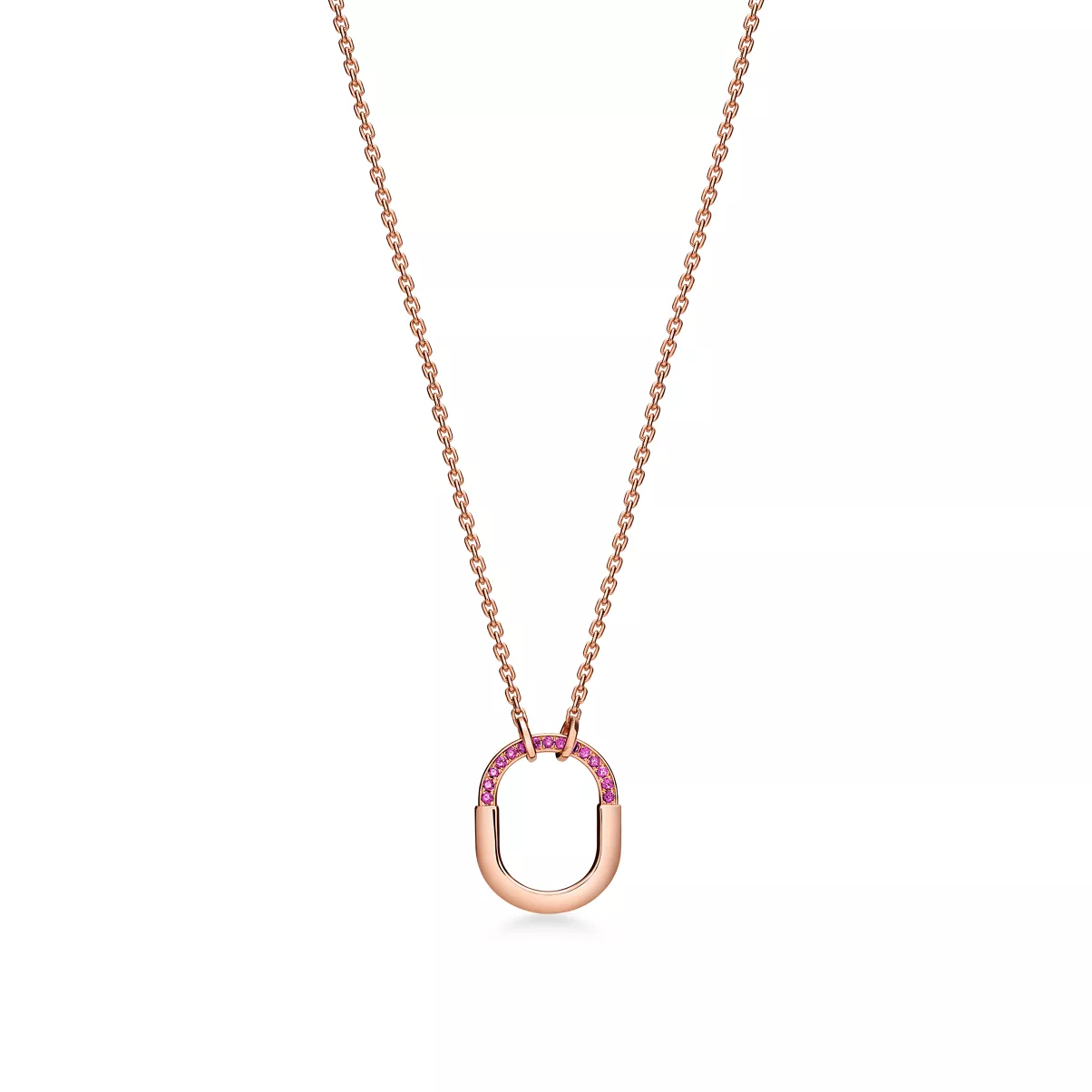 Small Pendant in Rose Gold with Pink Sapphires