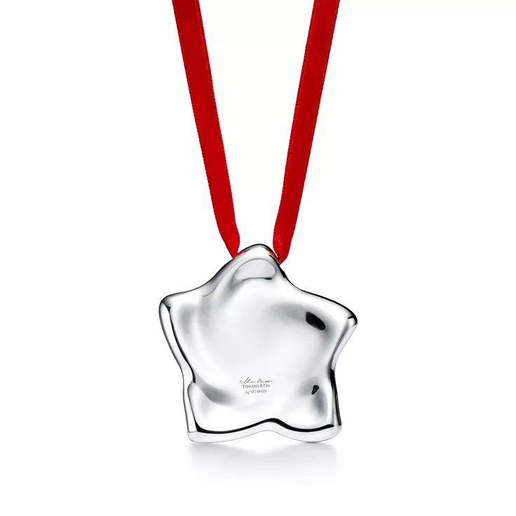 Elsa Peretti®:Star Ornament in Sterling Silver on a Red Ribbon, 1
