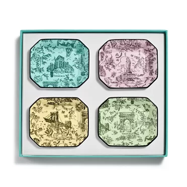 Tiffany Toile:Vide Poches Set of Four, in Multicoloured Bone China , 3