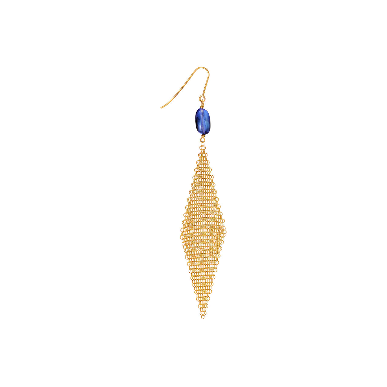 Elsa Peretti®:Mesh Earrings in Yellow Gold with Tumbled Tanzanite Beads image number 2