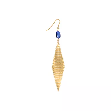 Elsa Peretti®:Mesh Earrings in Yellow Gold with Tumbled Tanzanite Beads, 2
