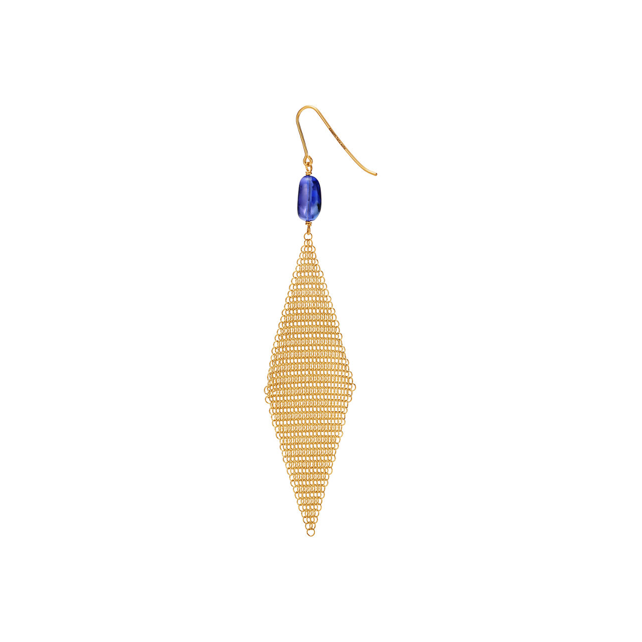 Elsa Peretti®:Mesh Earrings in Yellow Gold with Tumbled Tanzanite Beads image number 3
