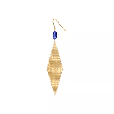 Elsa Peretti®:Mesh Earrings in Yellow Gold with Tumbled Tanzanite Beads, 3