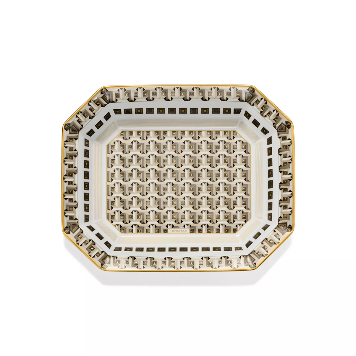 Large Vide Poche with a Hand-painted Gold Rim