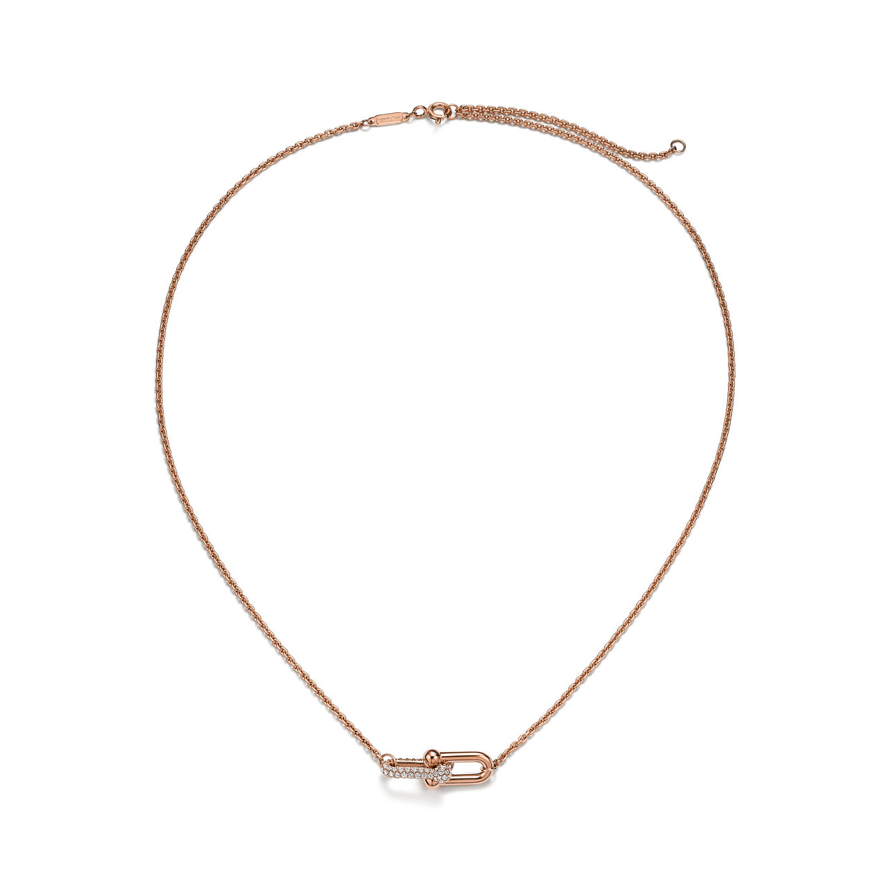Tiffany HardWear:Double Link Pendant in Rose Gold with Diamonds image number 3