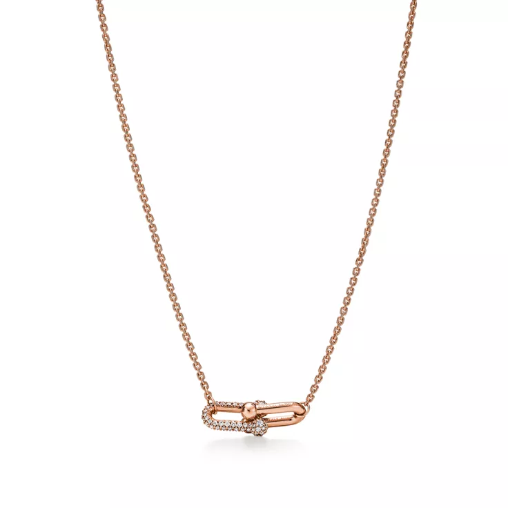 Tiffany HardWear:Double Link Pendant in Rose Gold with Diamonds, 4