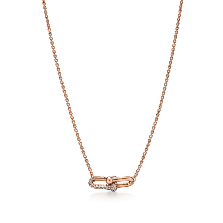 Tiffany HardWear:Double Link Pendant in Rose Gold with Diamonds image number 4