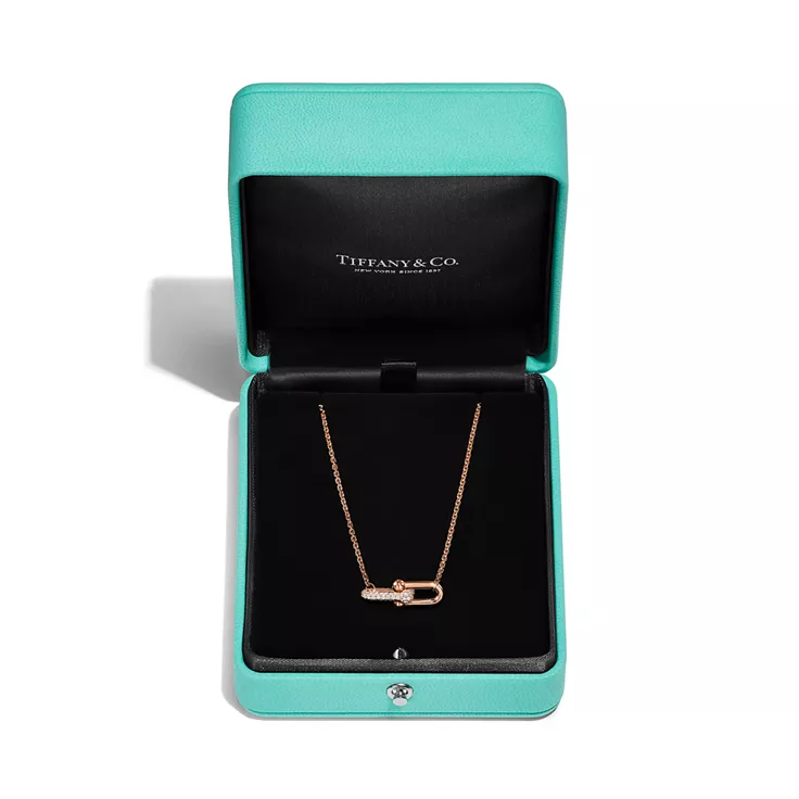 Tiffany HardWear:Double Link Pendant in Rose Gold with Diamonds, 6