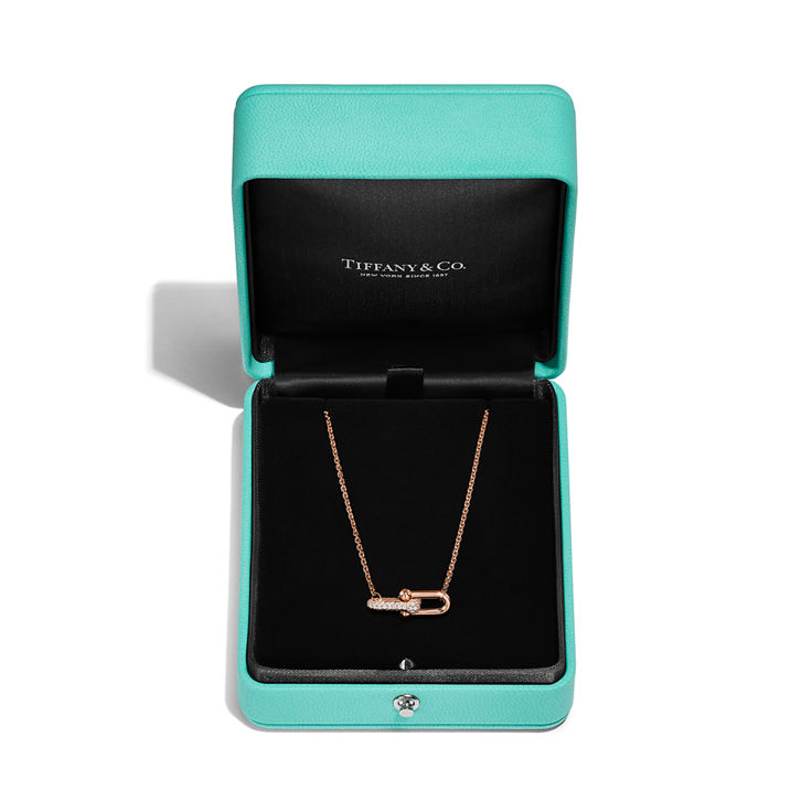 Tiffany HardWear:Double Link Pendant in Rose Gold with Diamonds image number 6