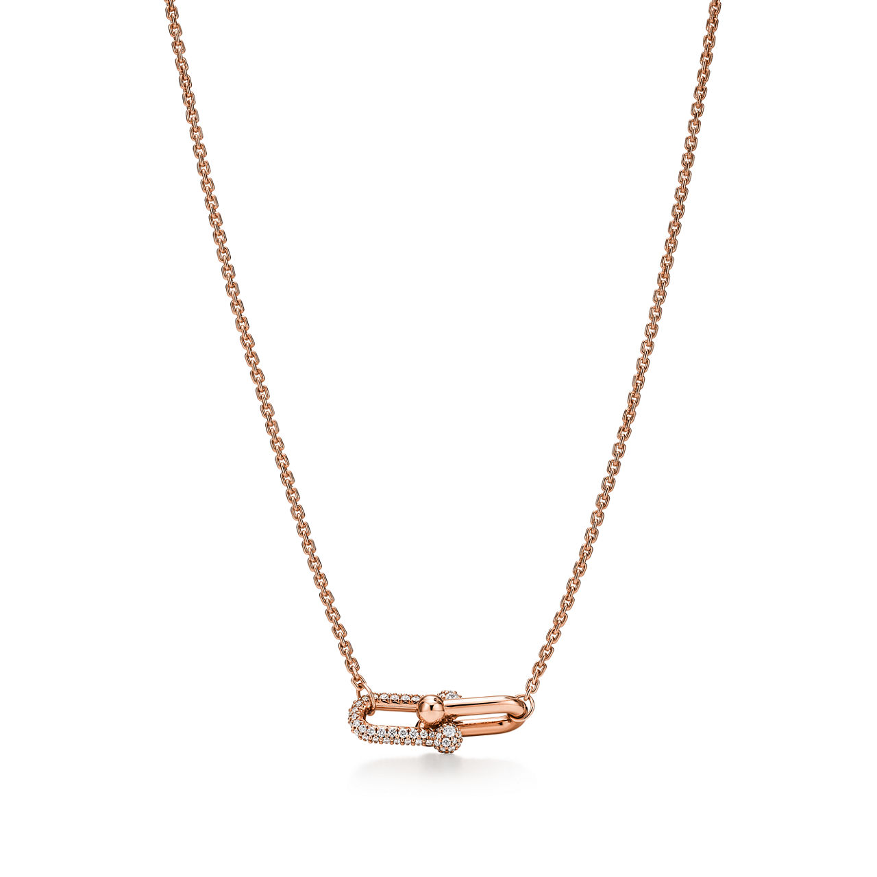 Double Link Pendant in Rose Gold with Diamonds