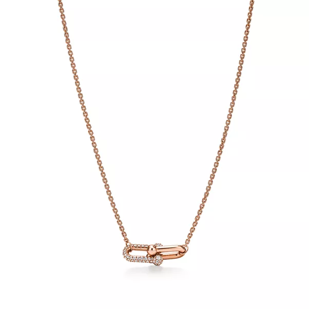 Doppelter Gliederanhänger in Roségold mit Diamanten