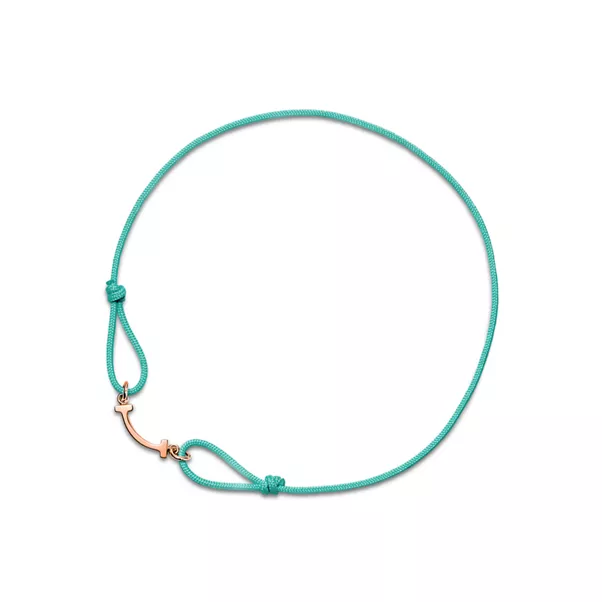 Smile Bracelet in Rose Gold on a Blue Cord