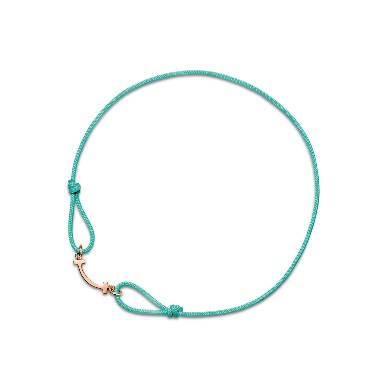 Tiffany T:Smile Bracelet in Rose Gold on a Blue Cord image number 0