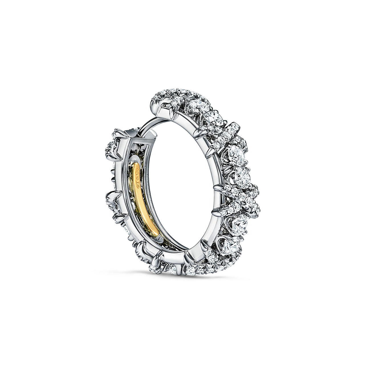 Sixteen Stone by Tiffany:Earrings in Platinum and Yellow Gold with Diamonds image number 2