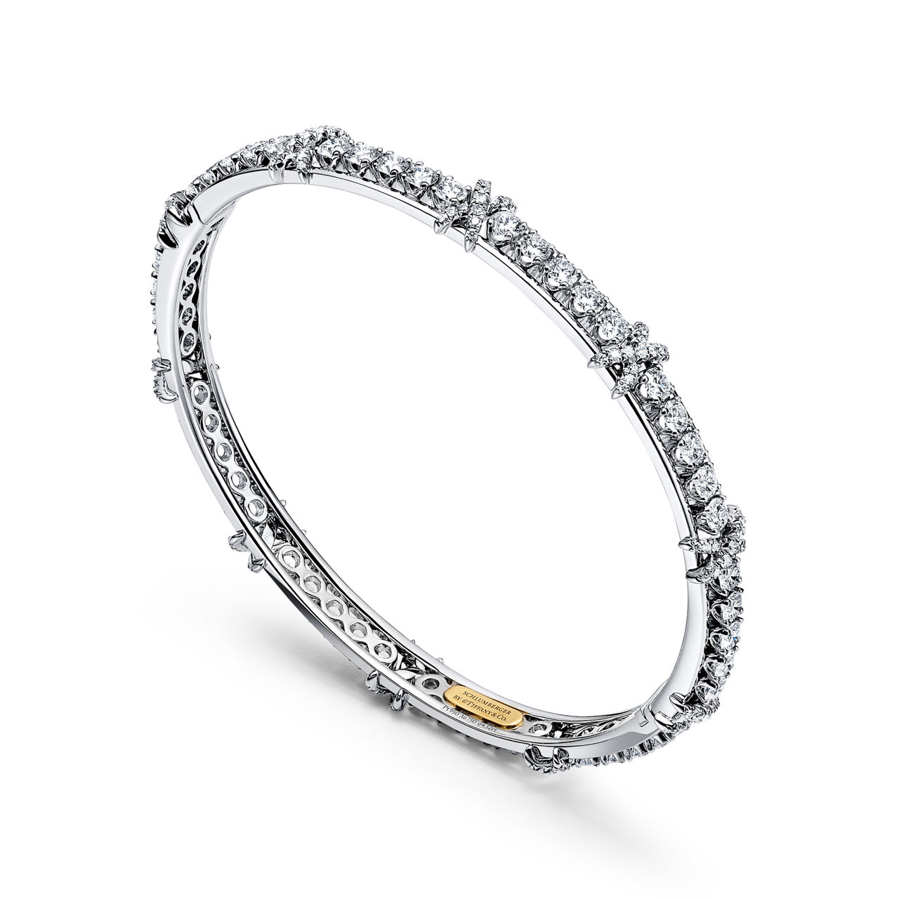Sixteen Stone by Tiffany:Bangle in Platinum and Yellow Gold with Diamonds image number 2
