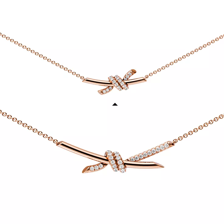 Tiffany Knot:Small Pendant in Rose Gold with Diamonds, 5