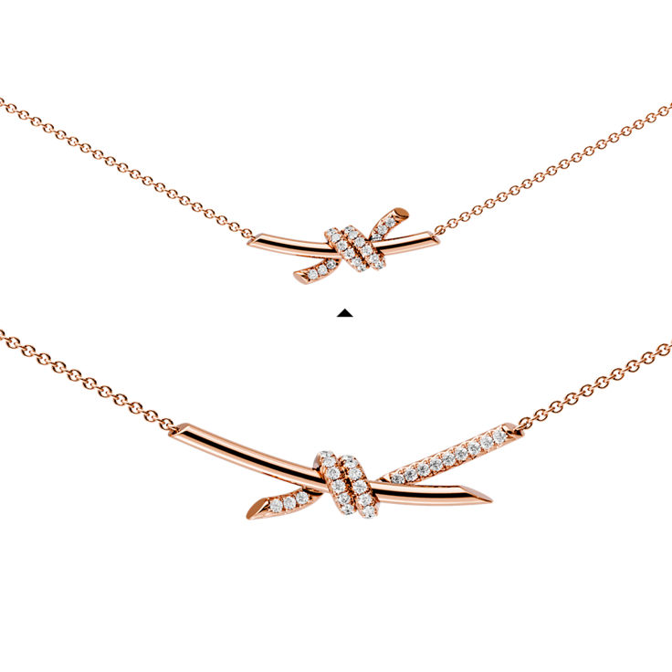 Tiffany Knot:Small Pendant in Rose Gold with Diamonds image number 5