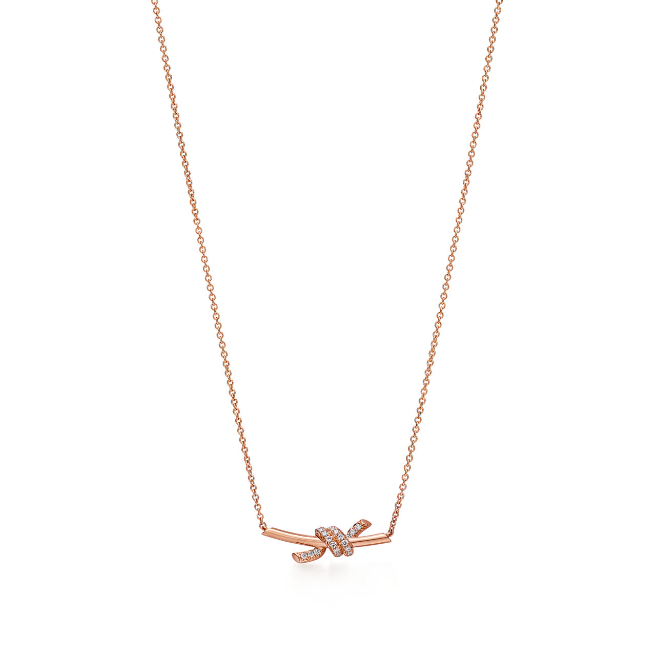 Tiffany Knot:Colgante pequeño de oro rosa con diamantes imagen número 0