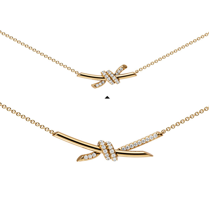 Tiffany Knot:Small Pendant in Yellow Gold with Diamonds image number 6
