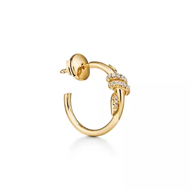 Tiffany Knot:Hoop Earrings in Yellow Gold with Diamonds, 2