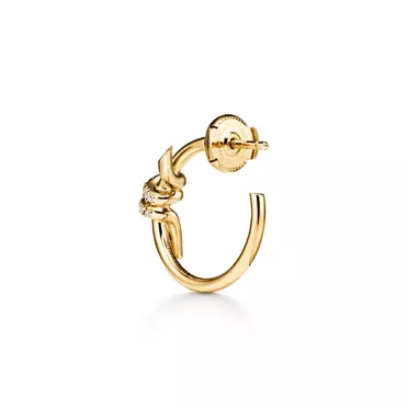 Tiffany Knot:Hoop Earrings in Yellow Gold with Diamonds, 3