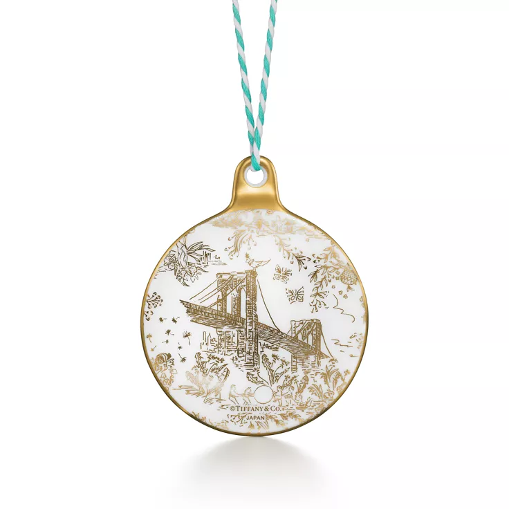 Tiffany Toile:Disc Ornament in Bone China, 2