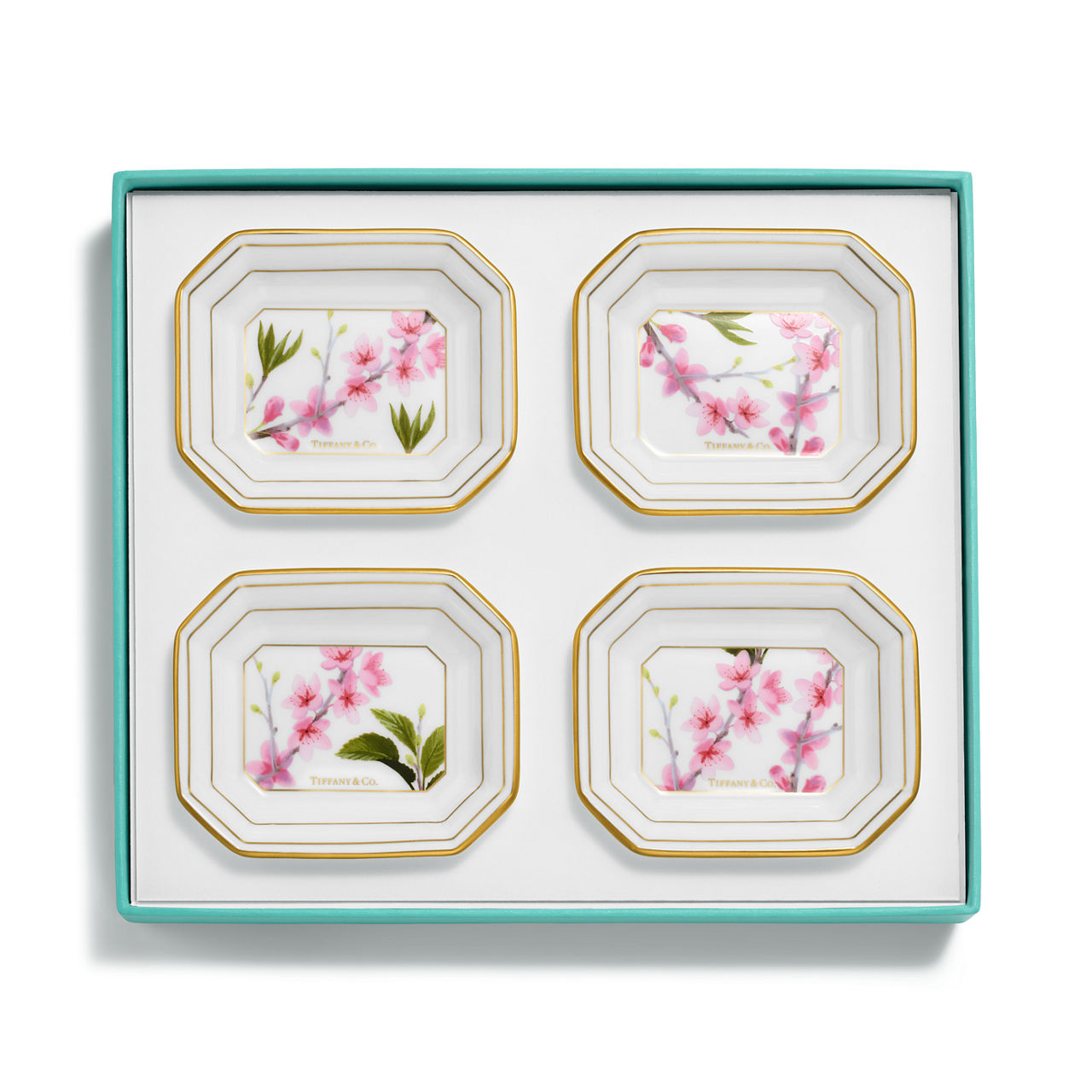 Tiffany Cherry Blossom:Vide Poches Set of Four, in Bone China