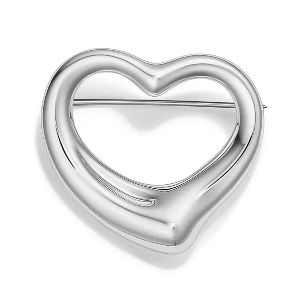 Open Heart Brooch in Sterling Silver