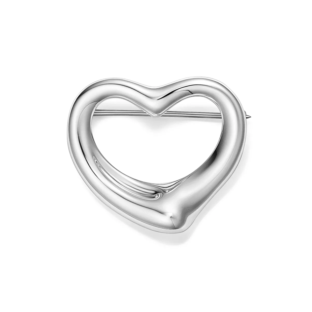 Open Heart Brooch in Sterling Silver