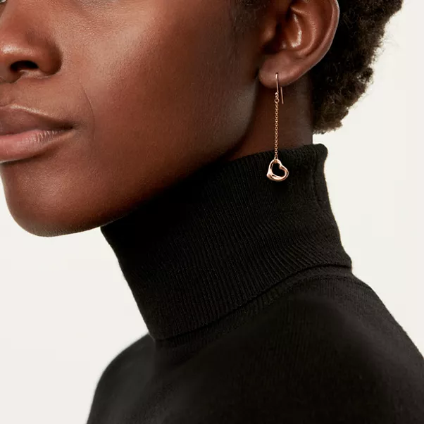 Open Heart Earrings in Rose Gold