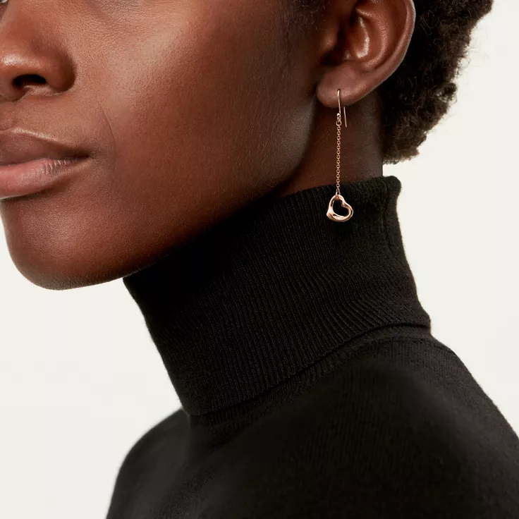 Elsa Peretti®:Open Heart Earrings in Rose Gold, 1
