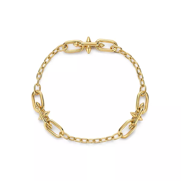 Small Link Station Bracelet in Yellow Gold