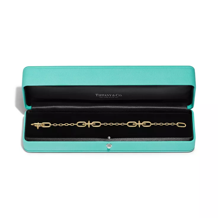 Tiffany Titan by Pharrell Williams:Small Link Station Bracelet in Yellow Gold, 5