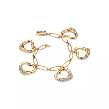 Elsa Peretti&reg;:Open Heart Bracelet in Yellow Gold with Diamonds, 2