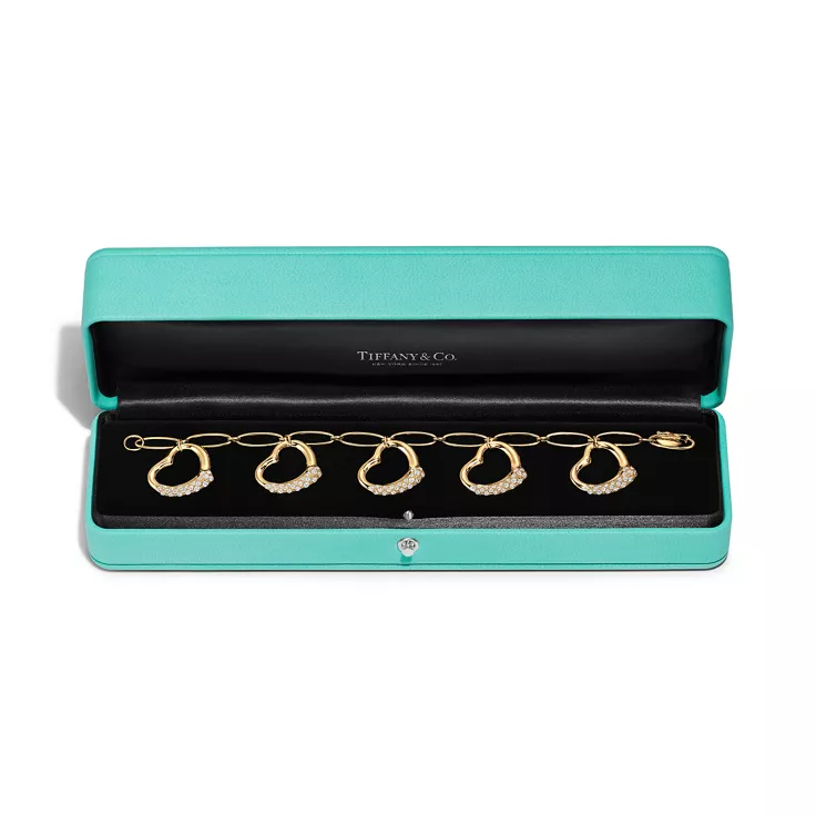 Elsa Peretti&reg;:Open Heart Bracelet in Yellow Gold with Diamonds, 4