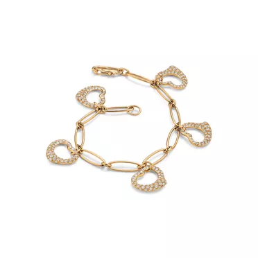 Elsa Peretti&reg;:Open Heart Bracelet in Yellow Gold with Pav&eacute; Diamonds, 2