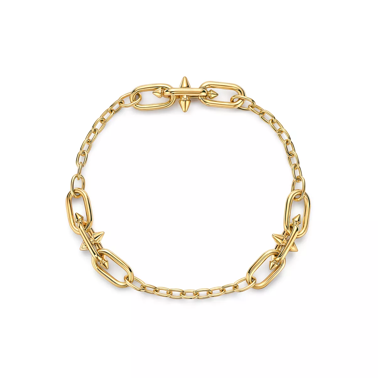 Small Link Station Bracelet in Yellow Gold