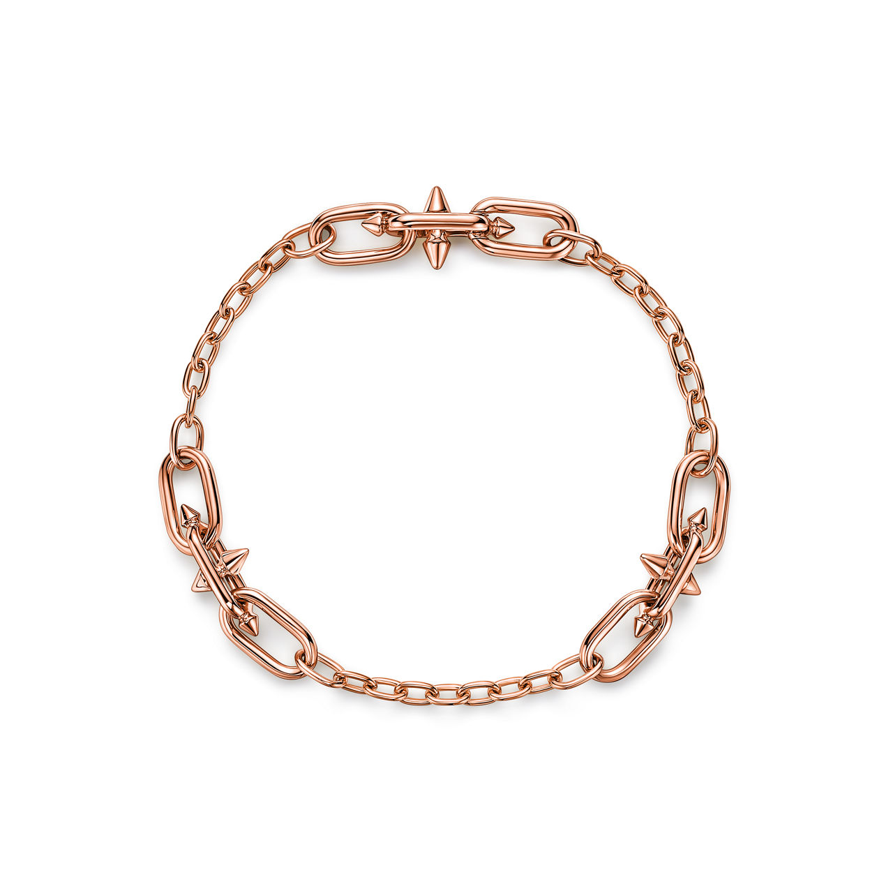 Small Link Station Bracelet in Rose Gold