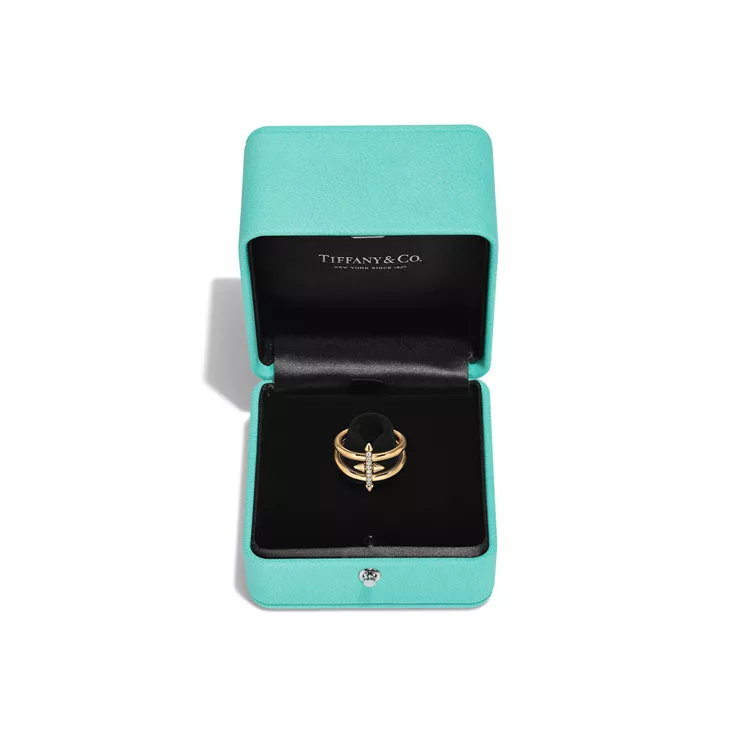 Tiffany Titan by Pharrell Williams:Zweireihiger Ring in Gelbgold mit Diamanten, 4