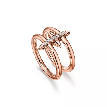 Tiffany Titan by Pharrell Williams:Two-row Ring in Rose Gold with Diamonds, 3
