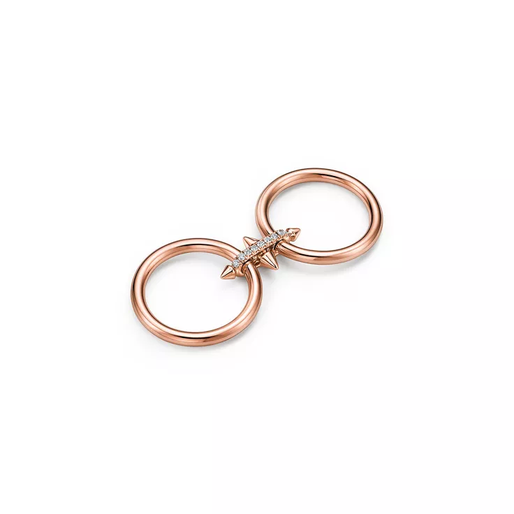 Tiffany Titan by Pharrell Williams:Two-row Ring in Rose Gold with Diamonds, 5