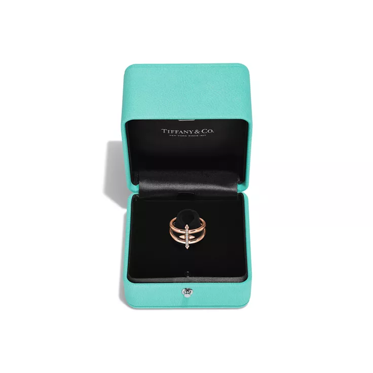 Tiffany Titan by Pharrell Williams:Two-row Ring in Rose Gold with Diamonds, 6