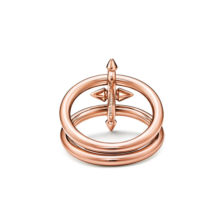 Tiffany Titan by Pharrell Williams:Two-row Ring in Rose Gold with Diamonds image number 4